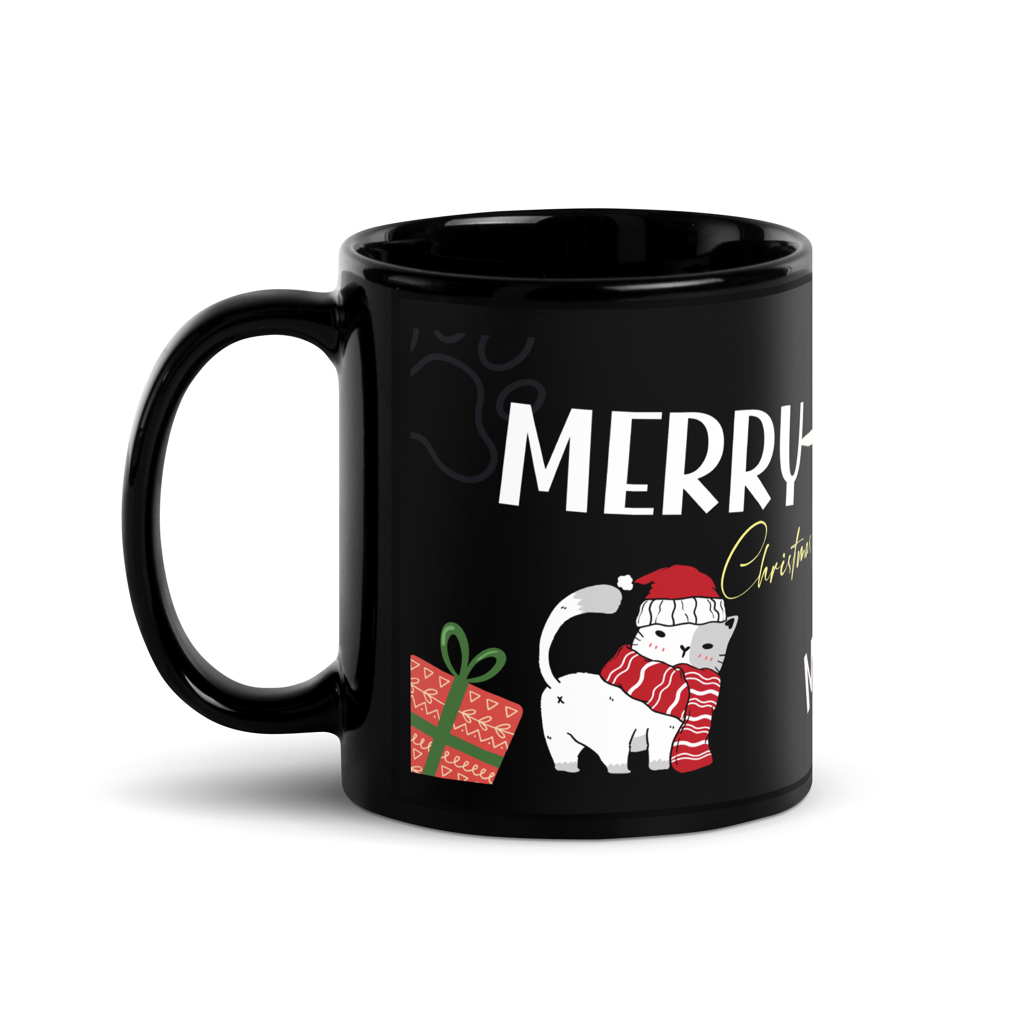 MERRY Christmas Black Glossy Mug