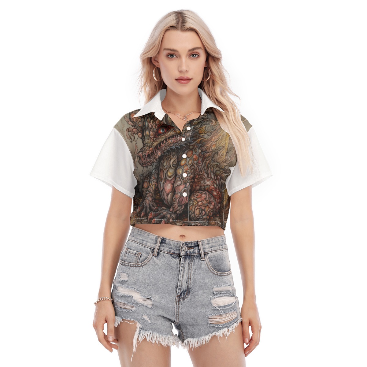All-Over Print Women's Cropped Shirt
